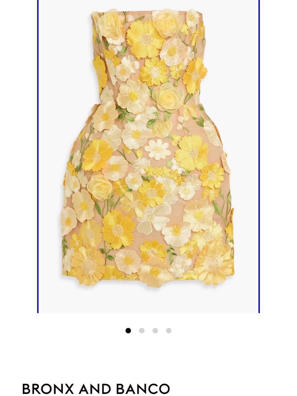Bronx and Banco Strapless Floral Dress in Yellow and Cream